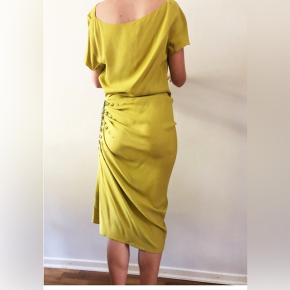 ***SOLD*** Christian Dior Galliano Fall 2007 Chartreuse Beaded Runway Dress - Picture 12 of 13